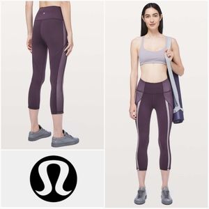 LULULEMON 6 Power Lines Crops 21" Cyber Dark Chrome Size 6